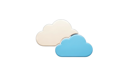3D Cloud Icons Overlapping on White Background