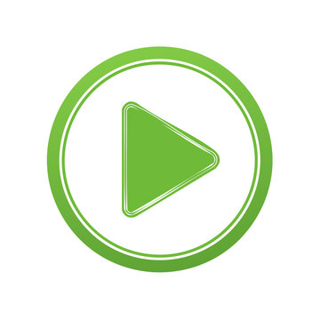 Green Play Button Icon in a Circular Frame for Multimedia Applications and User Interface Design
