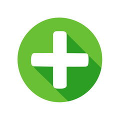 Obraz premium White Plus Sign in Green Circle Medical Health Symbol Addition Sign Positive Growth New Icon Design