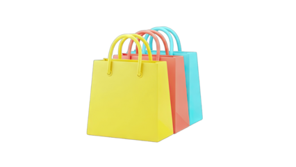 Colorful Shopping Bags in a Row on White Background