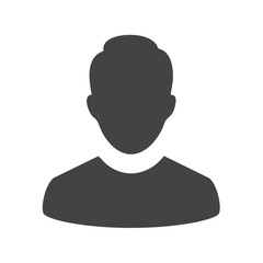Simple Silhouette of a Person Avatar Man Icon User Profile Image, Head and Shoulders
