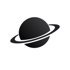 Saturn Inspired Celestial Body with Ring System Symbol Icon