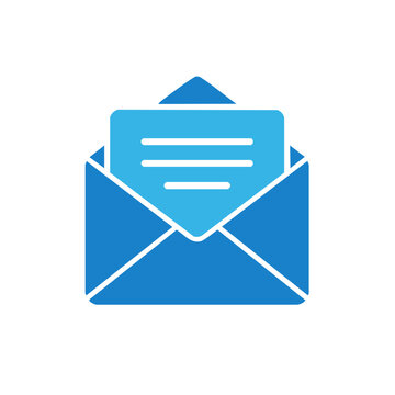 Envelope icon flat design with document inside for email or communication