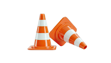 Orange Traffic Cones on White Background