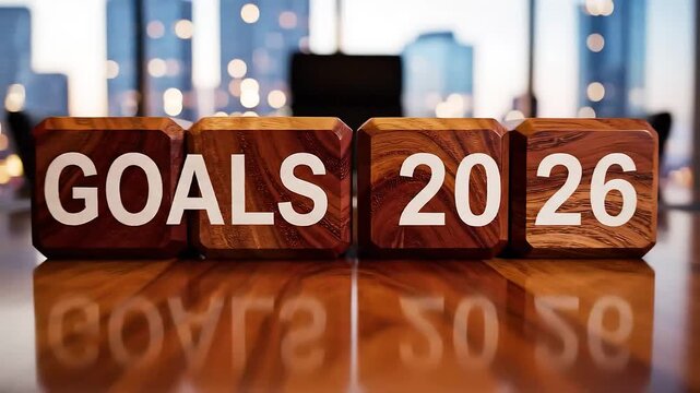 Wooden blocks with GOALS 2026 for motivation - Powered by Adobe