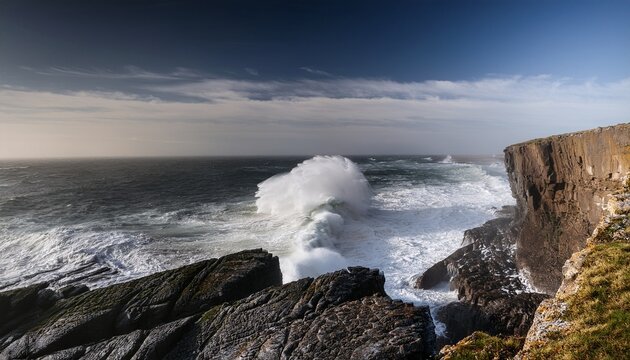 A Cliff Beside A Wavy Ovean