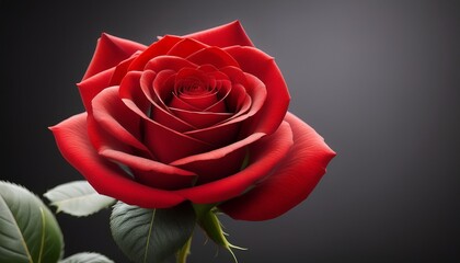 Naklejka premium Single Red Rose Flower Stem Closeup Photography