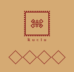 Minimal Turkish-inspired geometric logo with a traditional line ornament in a decorative square frame, symbolizing heritage and balance. Ideal for luxury branding, cultural identity, artisan and moder