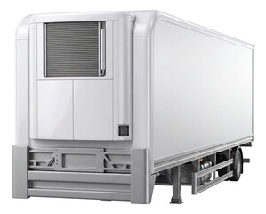 Refrigerated trailer with sturdy rear bumper and side safety rails.