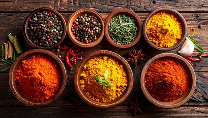 spices on a wooden table