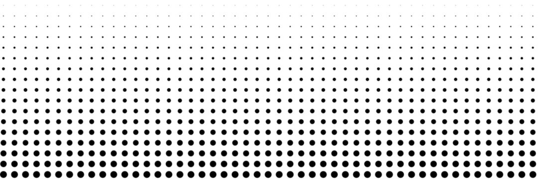 Halftone gradient. Dotted gradient, smooth dots spraying and halftones dot background seamless horizontal geometric pattern vector template set
