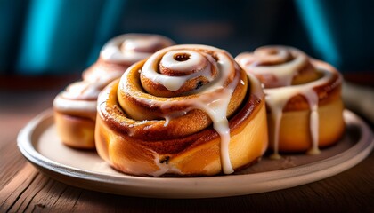 Warm Cinnamon Rolls Topped With Rich Icing Perfect For Breakfast Or Dessert To Satisfy Your Sweet Cravings