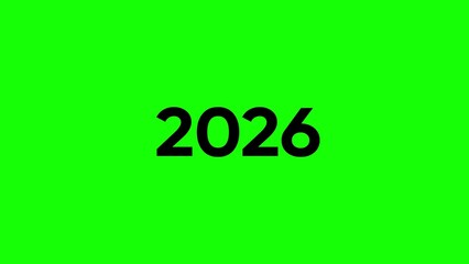 Large black numeric text 2026 on bright green background black text