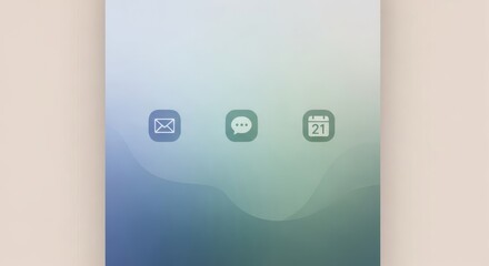Smartphone screen with email, messaging, and calendar icons on gradient background