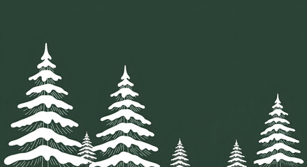 Fototapeta premium Snowy Christmas Trees Vector Illustration, Winter Forest Scene
