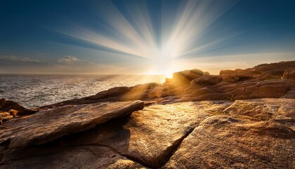 Glowing Rock Slab Illuminated By Sunbeams