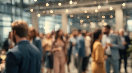 blurred business people celebrating at office center party