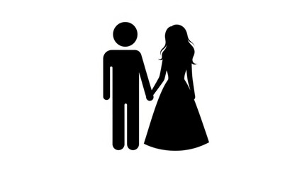 Black silhouette of a man and woman holding hands