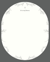 black and white background with frame. Funeral card