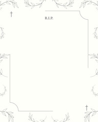 frame for text with floral ornament on invitation for funeral 