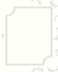 frame for text with flowers. Funeral beige invitation. 