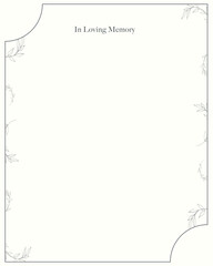 frame for text. Empty beige funeral card. In loving memory.