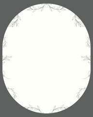 Funeral round card. Empty card. Floral frame.