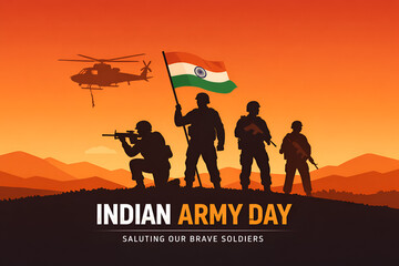 Indian Army Day Greeting, Brave Soldiers Saluting