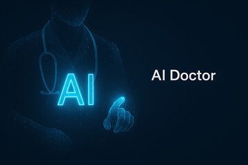 AI doctor concept with futuristic interface