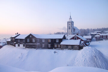 Winter and minus 30 degrees Celsius in Roros(R&oslash;ros) city	
