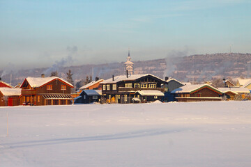 Winter and minus 30 degrees Celsius in Roros(R&oslash;ros) city	