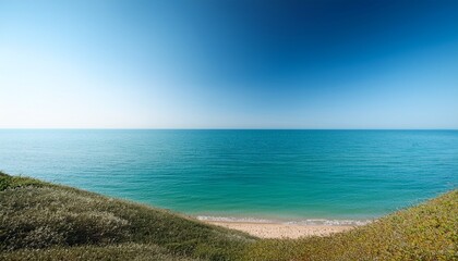 Obraz premium Minimalist Illustration Showing The Peaceful Horizon Of The Sea And Shore