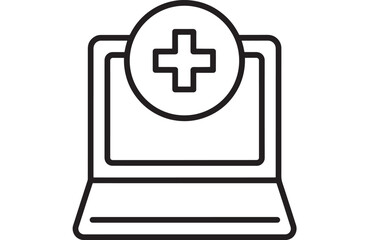 Fototapeta premium Medical laptop with a plus sign a modern healthcare icon on transparent background silhouette