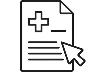 Fototapeta premium Medical report with a cursor line art icon on transparent background silhouette