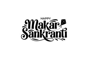 Fototapeta premium Happy Makar Sankranti – Festive Indian Harvest Festival Vector Typography Design