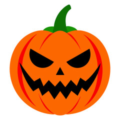 Creepy spooky carved pumpkin Halloween decoration illustration