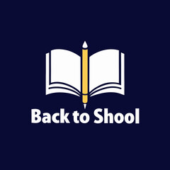 Back to school typography with books and pens creative illustration