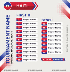 Line up for first 11 of Haiti Sports Team