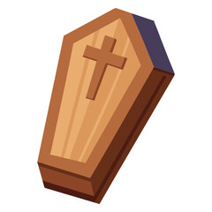Simple modern vector illustration of wooden coffin elegant texture