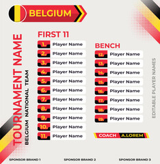 Line up for first 11 of Belgium Sports Team