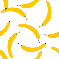 Hand drawn banana seamless pattern vector illustration in a simple, artistic style. Cute tropical fruit drawing suitable for food design
