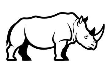 Obraz premium Stylized rhino illustration divided between black and white halves