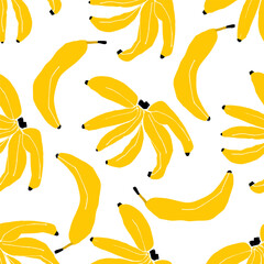 Hand drawn banana vector illustration in a simple, artistic style. Cute tropical fruit drawing suitable for food design, healthy lifestyle concepts, packaging, stickers, posters, children&rsquo;s projects, 