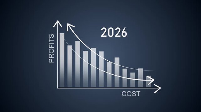 Concept of the relationship between low cost and high profits, Cost benefit analysis of enterprises, Enterprise returns, Comparison of profits and costs to plan business graph chart animation. 4k