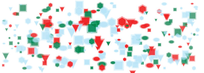 Naklejka premium Colorful geometric shapes in red green and blue on white background