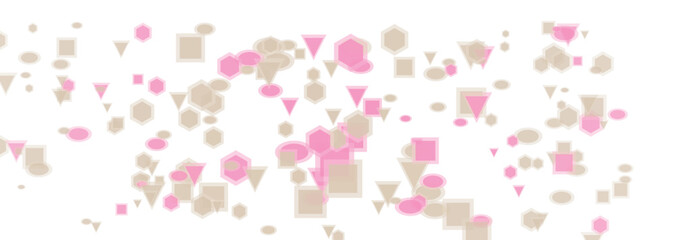 Colorful geometric shapes floating in air with pink and beige tones