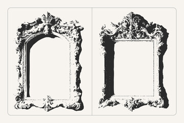 Vintage retro frame with grunge texture in vector on white background, ideal for posters, banners, and classic design.