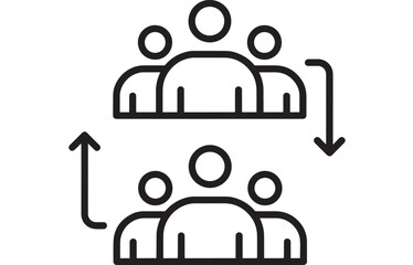 People moving in different directions team work concept on transparent background silhouette