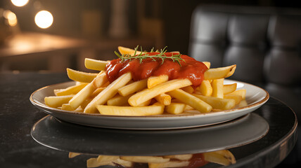 French Fries with Ketchup and Rosemary