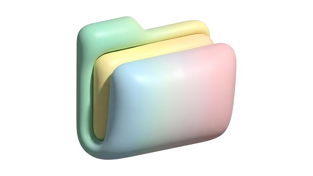 Colorful 3D Folder Icon Isolated on Transparent Background